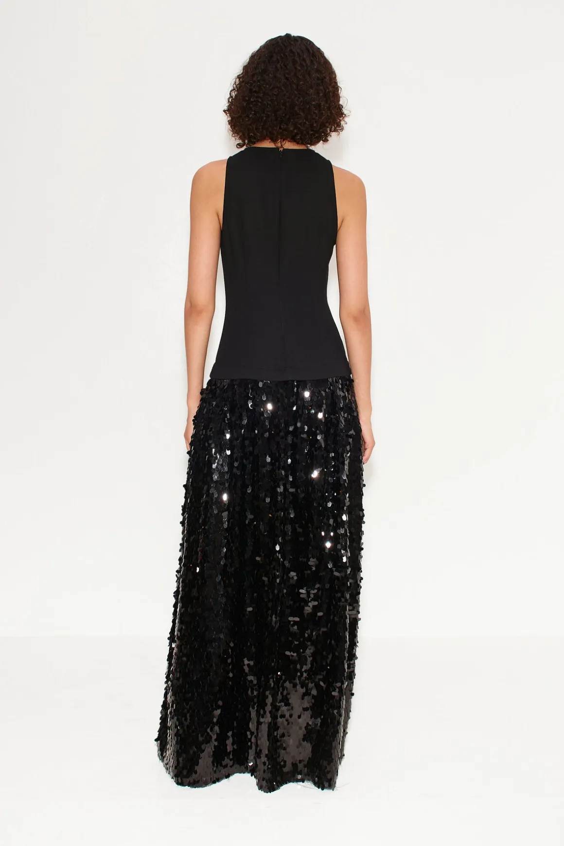 Memphis Crepe Sequin Dress in Black