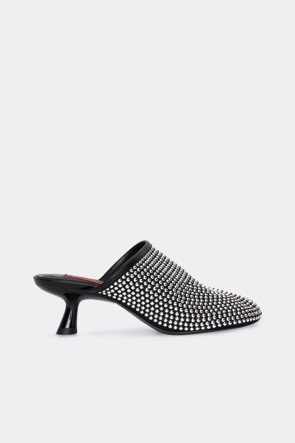 Nailhead Beep Mule in Black/Silver