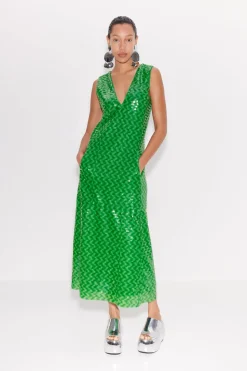 Nori Sequin Dress in Gummy Green Multi