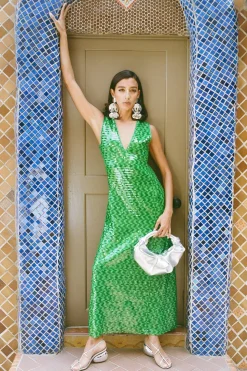 Nori Sequin Dress in Gummy Green Multi