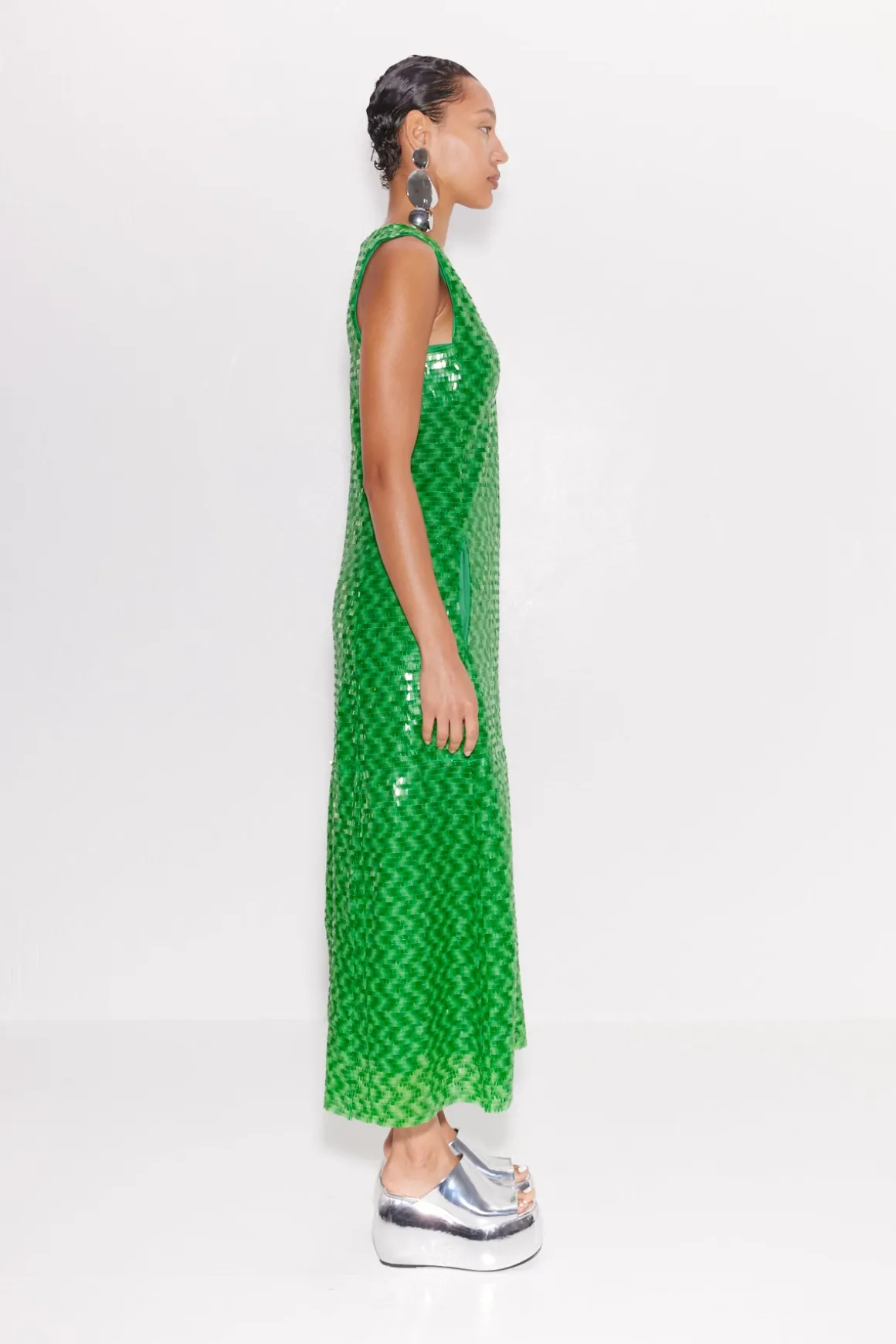 Nori Sequin Dress in Gummy Green Multi