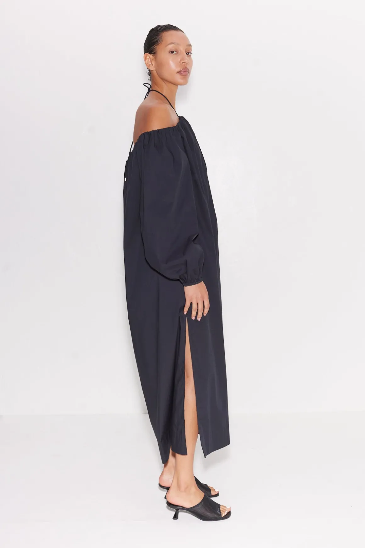 Oleander Poplin Dress in Black