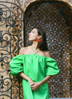Oleander Poplin Dress in Gummy Green