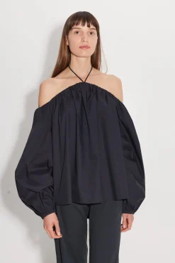 Oleander Poplin Top in Black