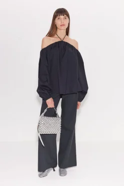 Oleander Poplin Top in Black