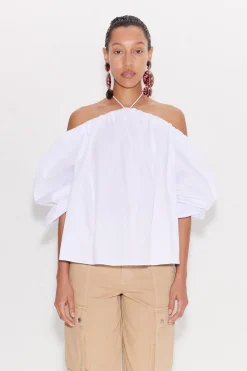 Oleander Poplin Top in Macadamia