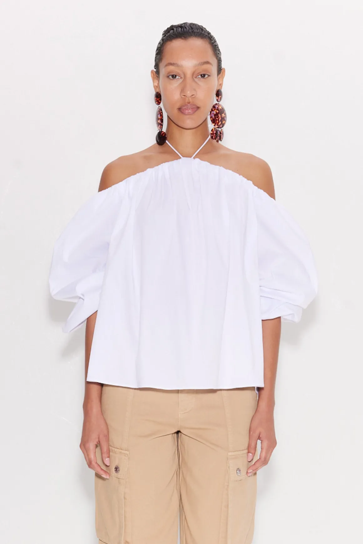 Oleander Poplin Top in Macadamia