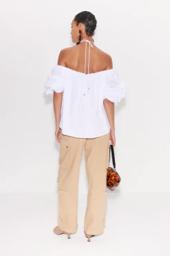 Oleander Poplin Top in Macadamia
