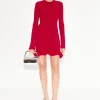 Otto Knit Poplin Combo Dress in  Sangria Malange
