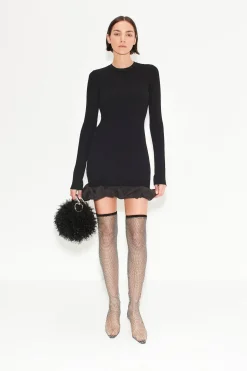Otto Knit Poplin Combo Dress in Black