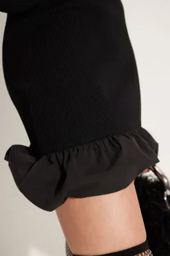 Otto Knit Poplin Combo Dress in Black