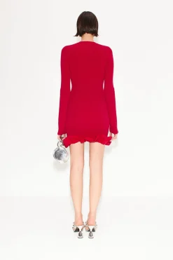 Otto Knit Poplin Combo Dress in Sangria Malange