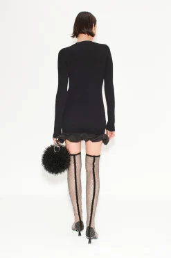 Otto Knit Poplin Combo Dress in Black