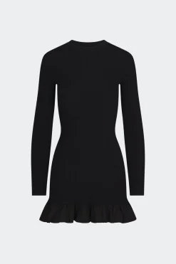 Otto Knit Poplin Combo Dress in Black