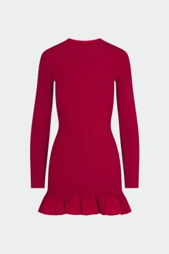 Otto Knit Poplin Combo Dress in  Sangria Malange