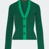 Peep Textured Knit Cardigan in Gummy Green