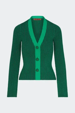 Peep Textured Knit Cardigan in Gummy Green