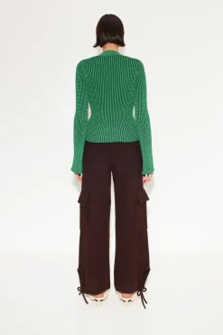 Peep Textured Knit Cardigan in Gummy Green