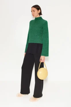Peep Textured Knit Sweater in Gummy Green