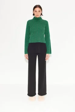 Peep Textured Knit Sweater in Gummy Green