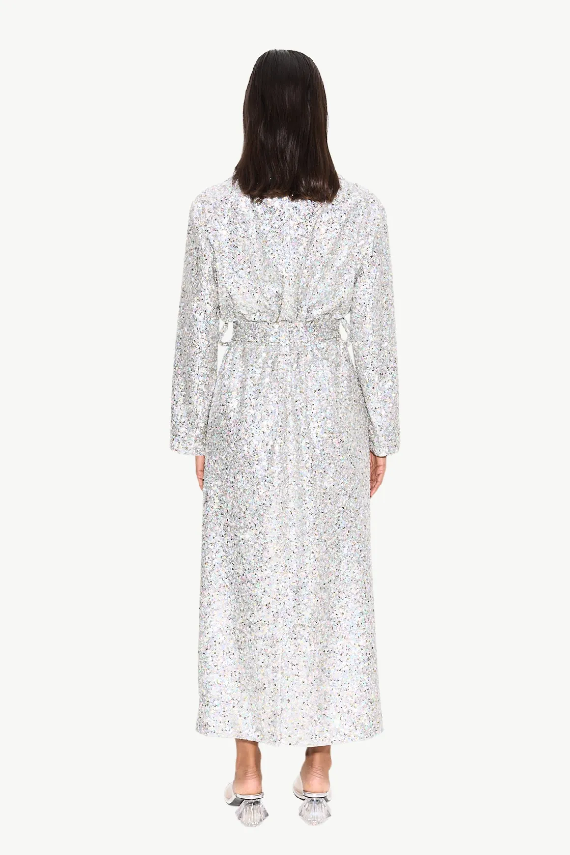Rhodes Sequin Trench Coat in Iridescent