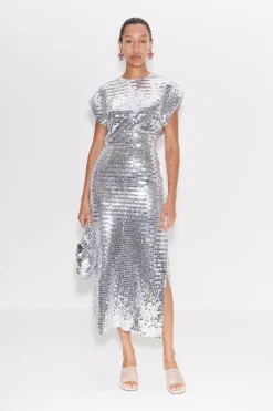 Sequin Argan Dress in Satellite Silver
