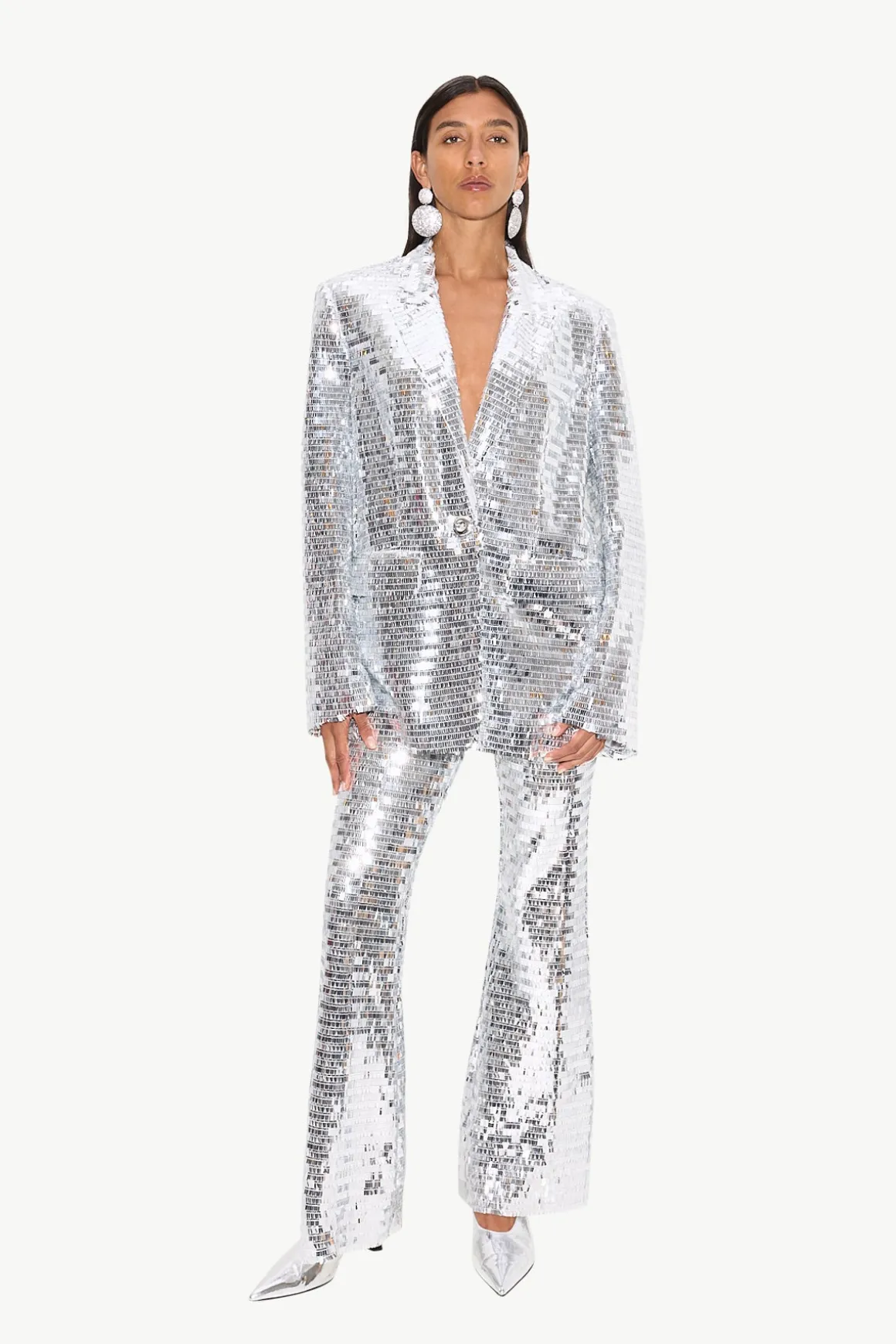 Sequin Robo Pant in Satellite Silver