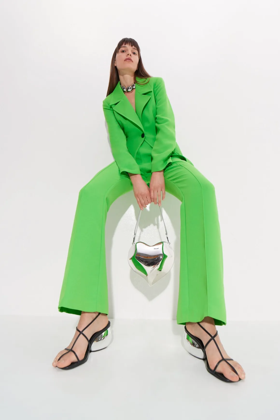 Sola Crepe Blazer in Gummy Green