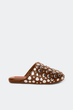 Studded Bubble Slipper in Choco Brown/Silver