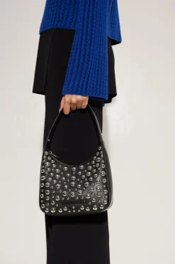 Studded Snap Bag in Black/Silver