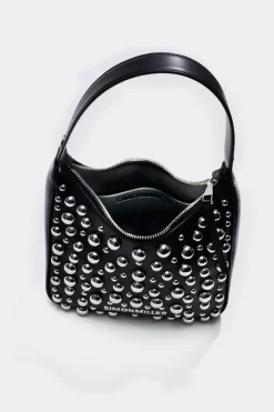 Studded Snap Bag in Black/Silver