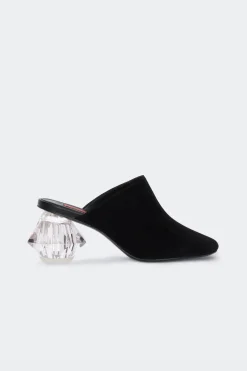 Suede Crystal Moderno Mule in Black