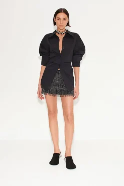 Suede Crystal Moderno Mule in Black