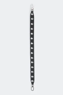 Vegan Leather Studded Strap in Black/Silver