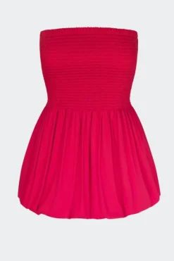 Via Smocked Mini Dress in Lucky Red