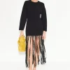 Wallis Knit Fringe Dress in Black