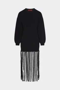 Wallis Knit Fringe Dress in Black