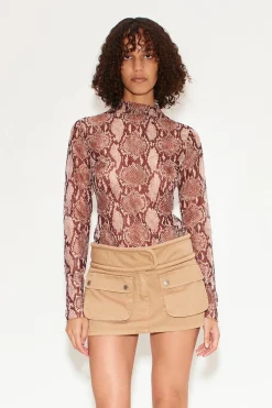 Wendel Mesh Top in Snake Print