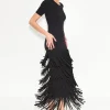 Za Za Knit Fringe Dress in Black