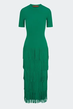 Za Za Knit Fringe Dress in Jade