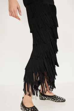 Za Za Knit Fringe Dress in Black