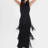 Za Za Knit Fringe Skirt in Black