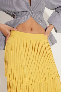 Za Za Knit Fringe Skirt in Butter