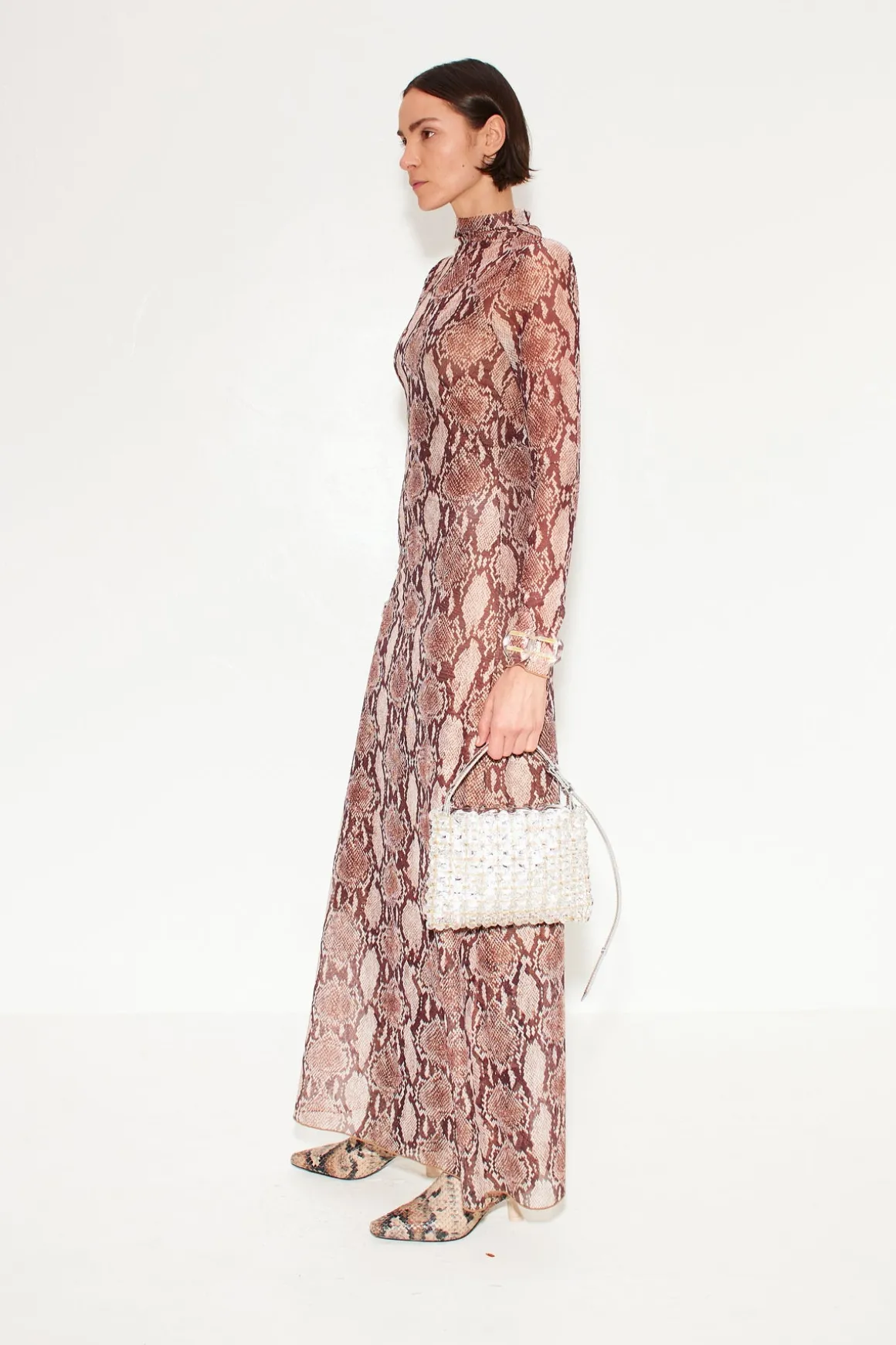 Zesty Mesh Dress in Snake Print