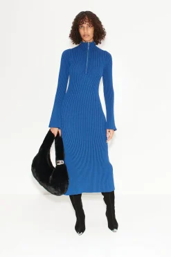 Zumi Textured Knit Dress in Matisse Blue